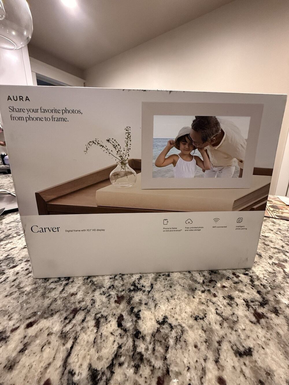 NEW Aura Carver 10.1” WiFi Digital Picture Frame – Chalk – Great Gift